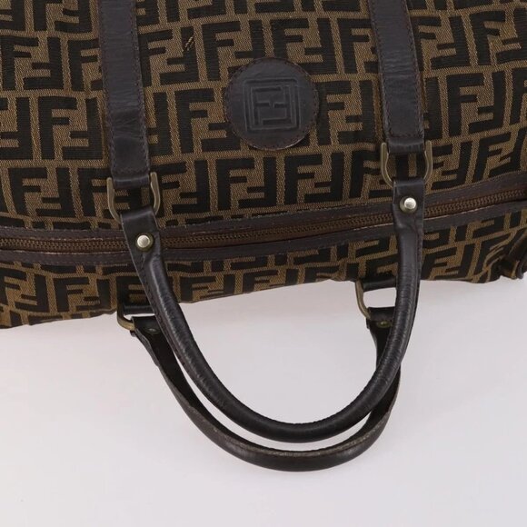 FENDI Zucca Canvas Boston Bag Black Brown Auth 141265 - Picture 8 of 16